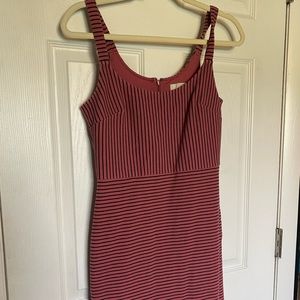 Tight pink and black stripped dress